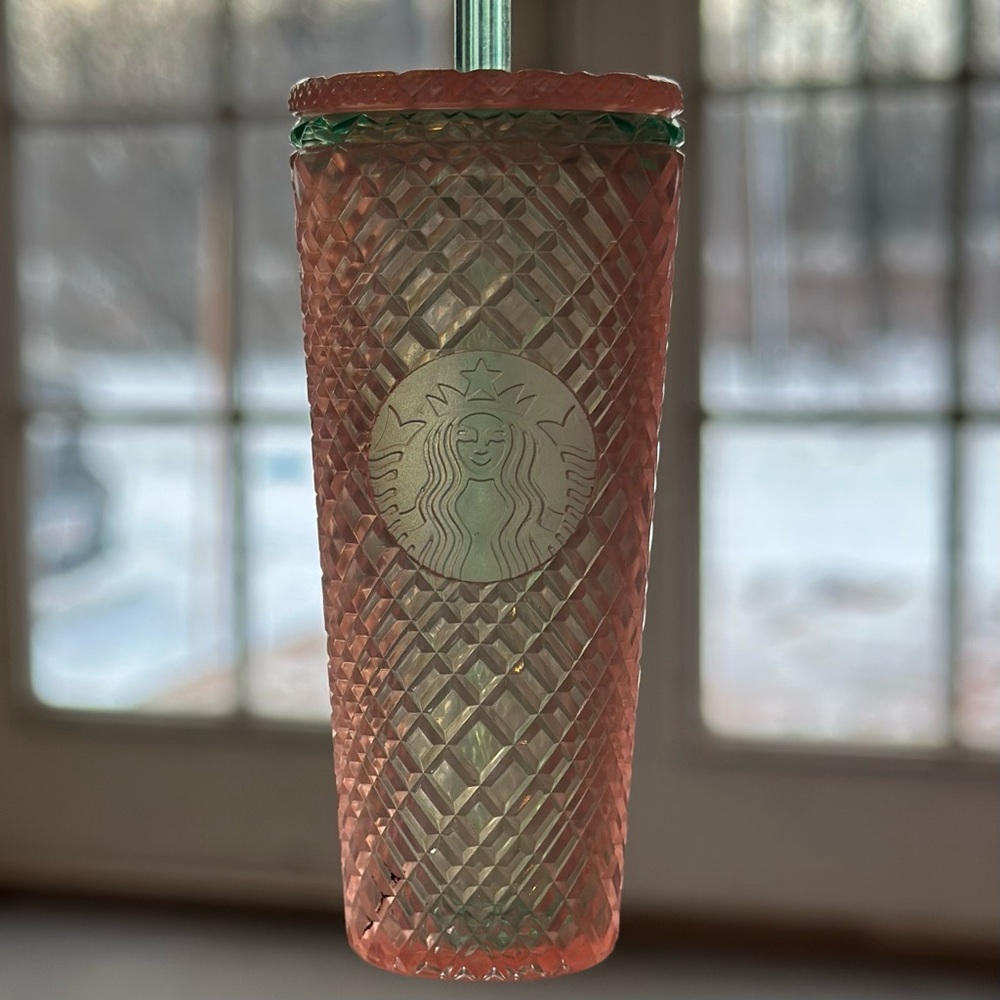 Starbucks Textured Pink and Green Tumbler
